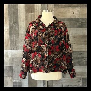 Handmade reversible button up jacket large floral tapestry coastal grandma fall